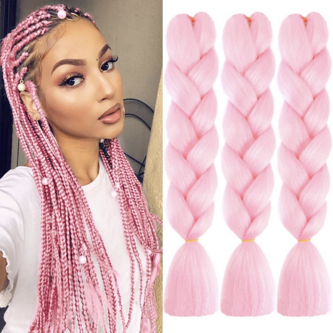 Extension de cheveux synthétiques pour tresses Afro-Américaines( rose)