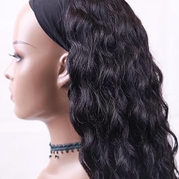 Water Wave Bandeau Perruques Cheveux Humains 51cm Long Water Curls Perruque de Cheveux Brésiliens Aucun Lace Front Machine Fabriqué pour les Femmes Noires