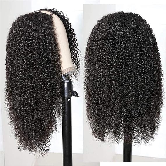 Kinky Curly U Part Wig Cheveux humains Perruques Kinky Droite perruque pour femmes Vierge Brésilienne Cheveux humains 180% Density , 20 Inch )