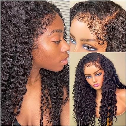 Perruque 180 Densité Kinky Curly Edge Hairline Lace Front Wigs HD Transparent Lace Frontal Perruques cheveux humains Cheveux bébé bouclés