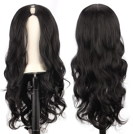 Perruque V-Part Cheveux Humain  Body wave Naturelle Courte Brésilien 180% Densité Cheveux Humains Naturels Noir Machine Made wig