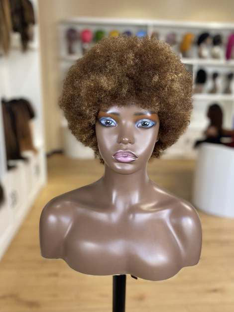 Perruque Cheveux Humain Afro Bouclée Courte Short Afro Curly Wig pour femme