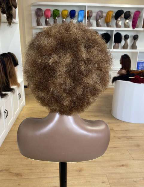 Perruque Cheveux Humain Afro Bouclée Courte Short Afro Curly Wig pour femme