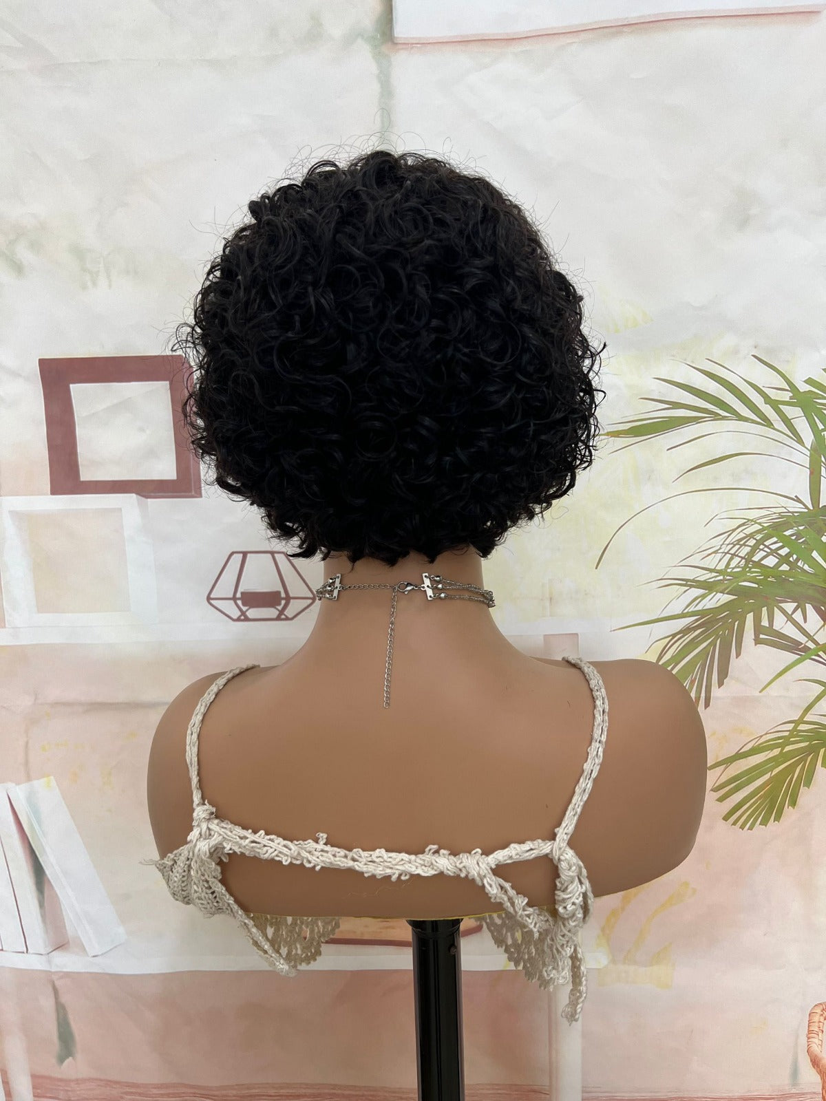 13“x1“ Lace Front Wig Culry Human Hair Perruque Femme Naturelle Brésilien Bouclée Courte Perruque Kinky Curl Afro Wig Cheveux Humains Hair 180% Densité Noires