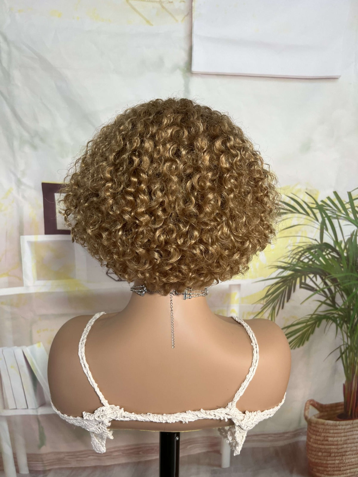 13“x1“ Lace Front Wig Culry Human Hair Perruque Femme Naturelle Brésilien Bouclée Courte Perruque Kinky Curl Afro Wig Cheveux Humains Hair 180% Densité Noires