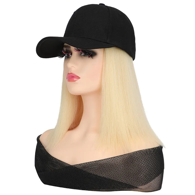 Perruque,Casquette de Baseball synthétique Perruque de Cheveux Perruques Droites Courtes Noir Brun naturellement connecter Perruques réglables pour Les Femmes