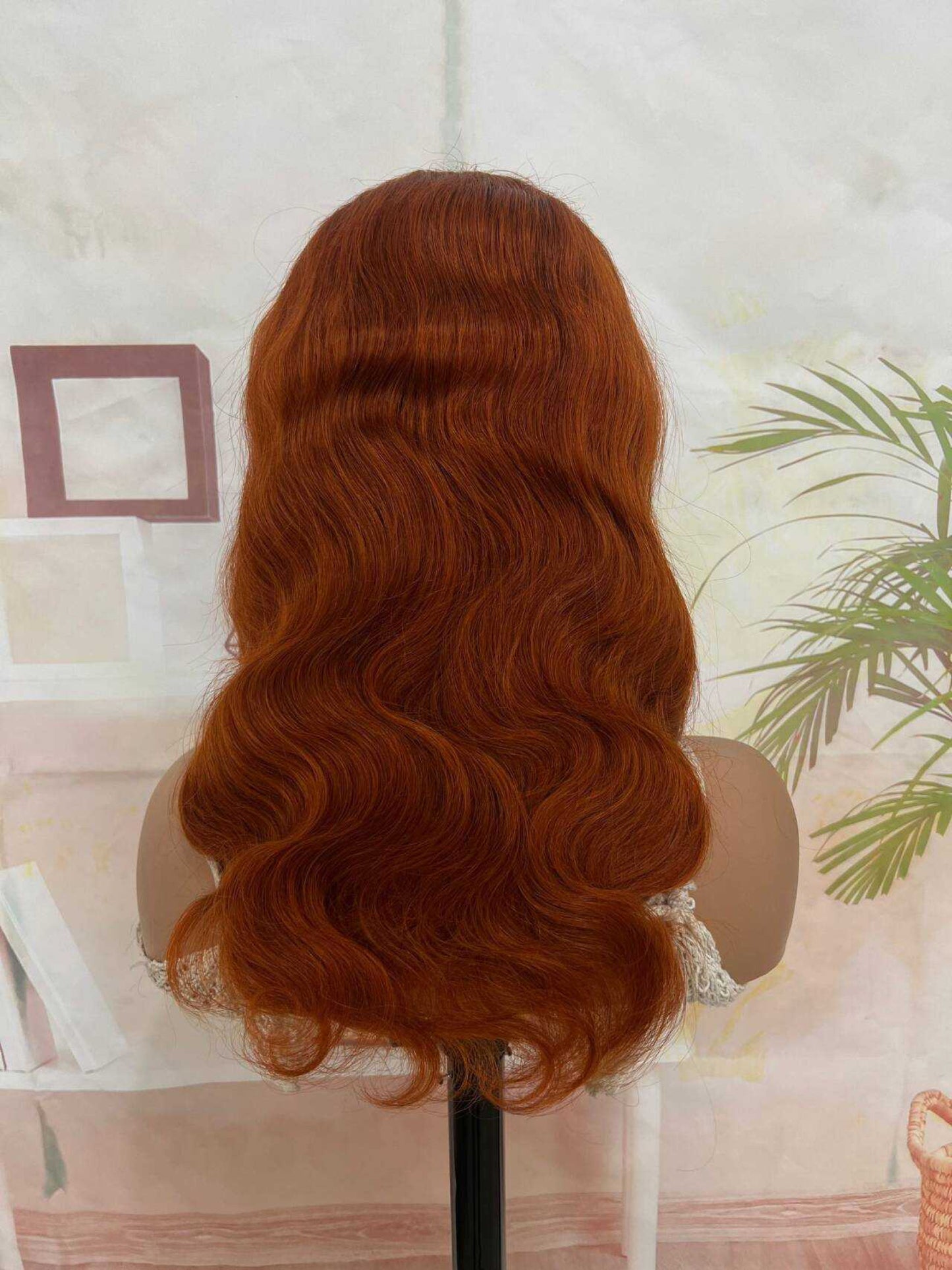 Ginger Perruque Ginger Orange Body Wave Perruque Femme 4x6 HD Lace Glueless Wigs Human Hair Wig 18 Pouces, Wear and Go Pre-Cut with Pre Plucked, Perruque Cheveux Humain Sans Colle Body Wave Human Hair Wig For Black Women