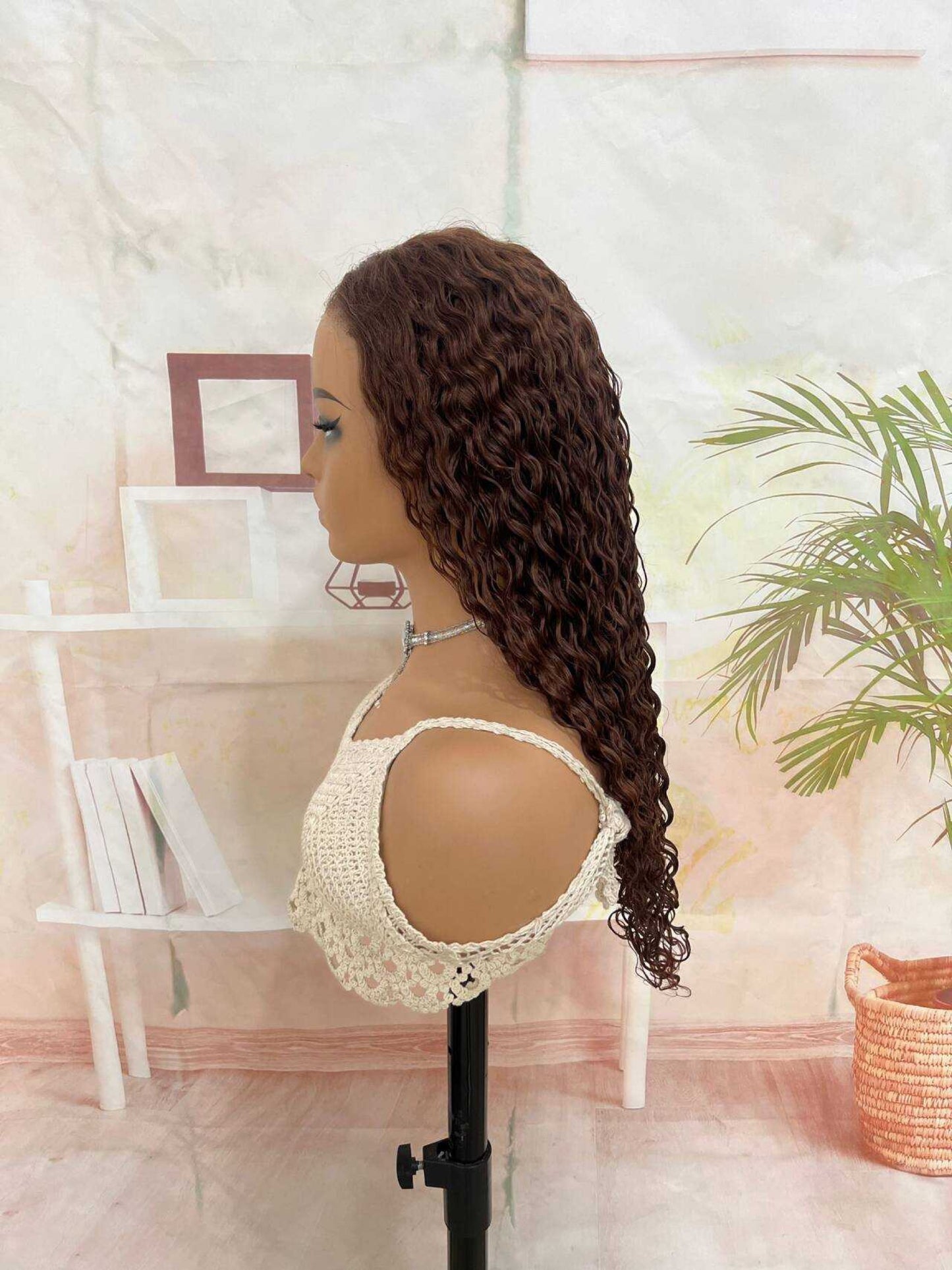 Cheveux Humains Perruque Curly Lace Wig Pre Plucked Pre Cut Free Part 4x6 Wear Go Glueless Wig Brésilien Water Wave Lace Front Wigs Human Hair Noir Cheveux 4X6 Lace Closure Wig 22 Pouces