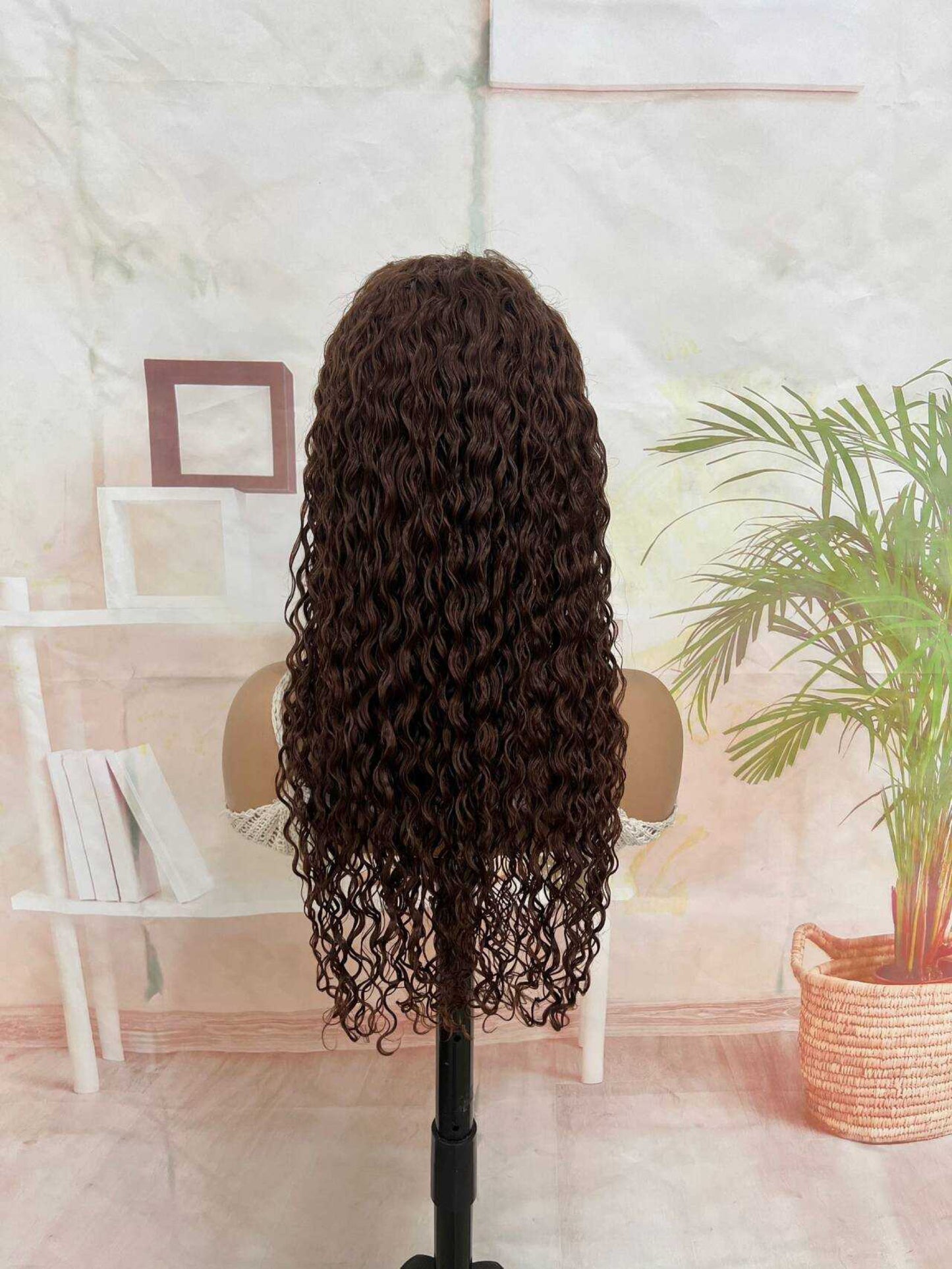 Cheveux Humains Perruque Curly Lace Wig Pre Plucked Pre Cut Free Part 4x6 Wear Go Glueless Wig Brésilien Water Wave Lace Front Wigs Human Hair Noir Cheveux 4X6 Lace Closure Wig 22 Pouces