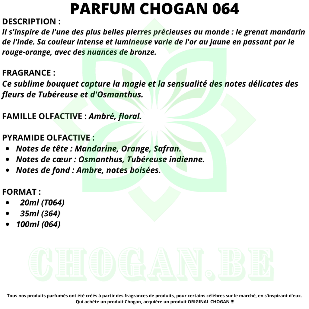 CHOGAN Parfum Femme Essence 30% - 100 ml inspiré de Omnia Indian Code 064