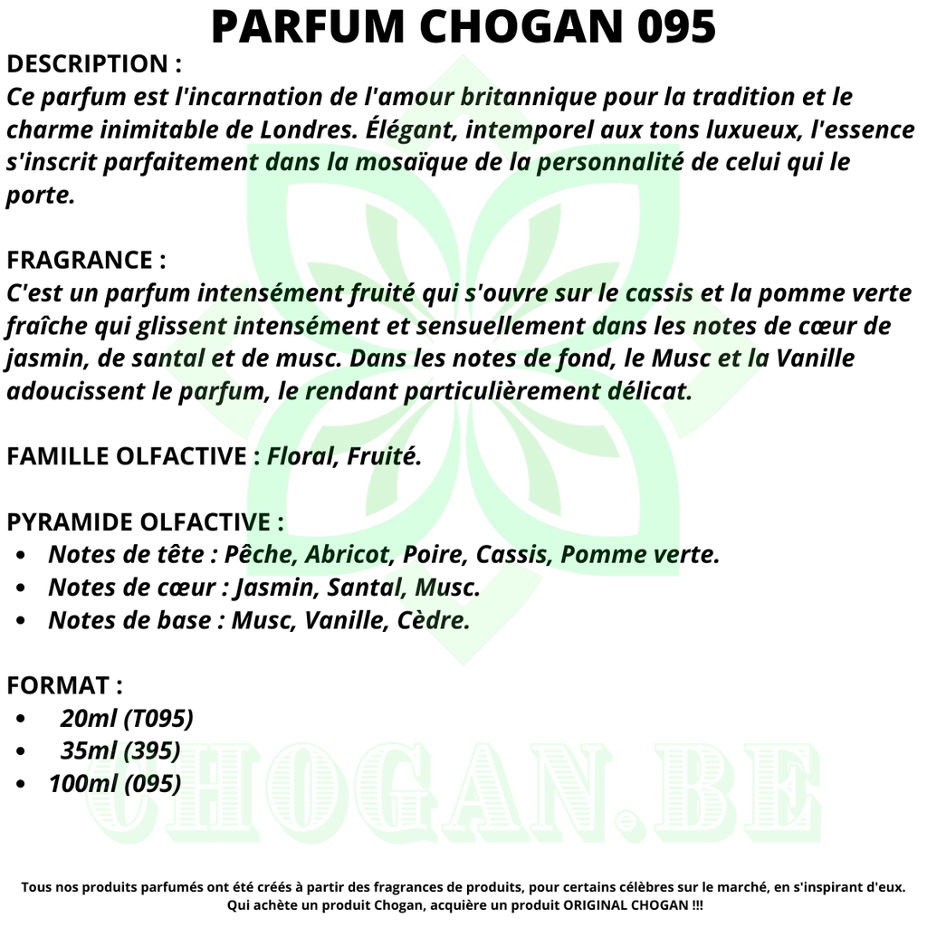 CHOGAN Parfum Femme Essence 30% - 100 ml inspiré de Burberry Code 295