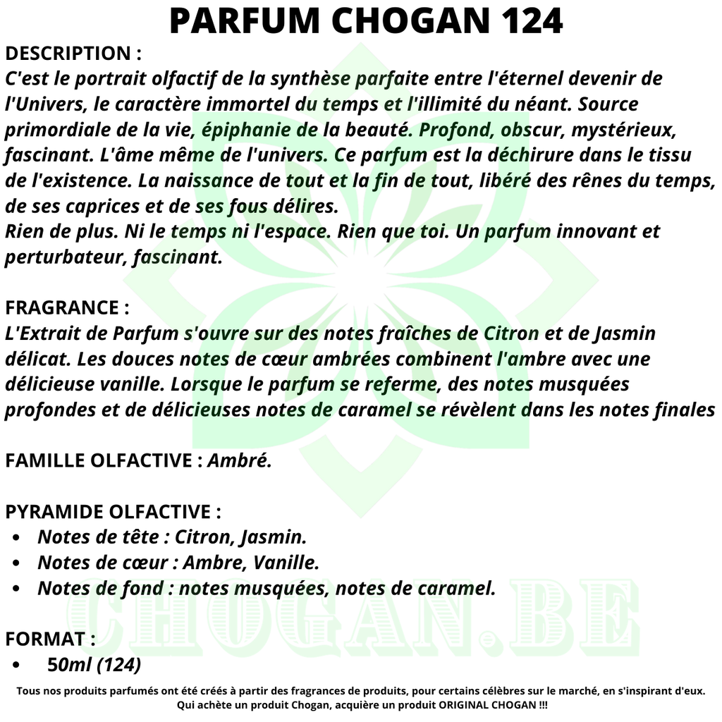 CHOGAN Parfum Homme Luxe Essence 30% - 50 ml inspiré de Zeta Morph Code 124