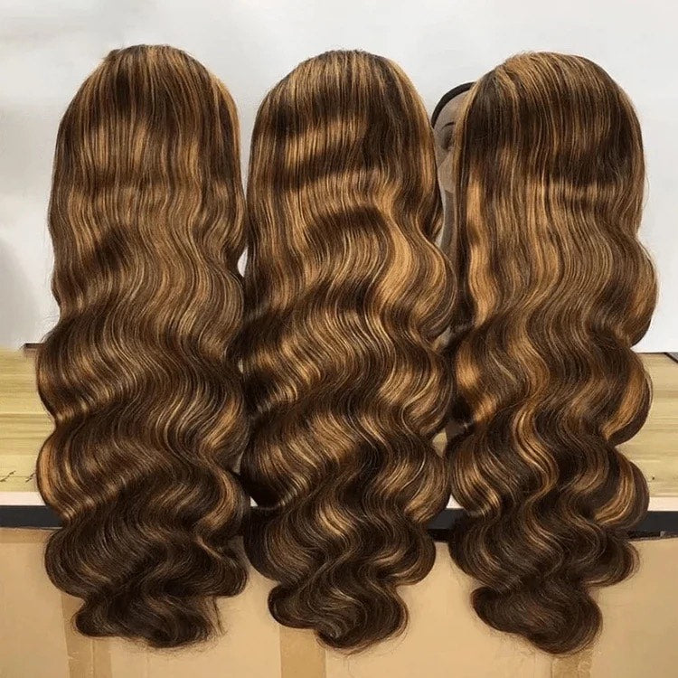 13x4 Perruque body wave (vague de corps) couleur piano ombré