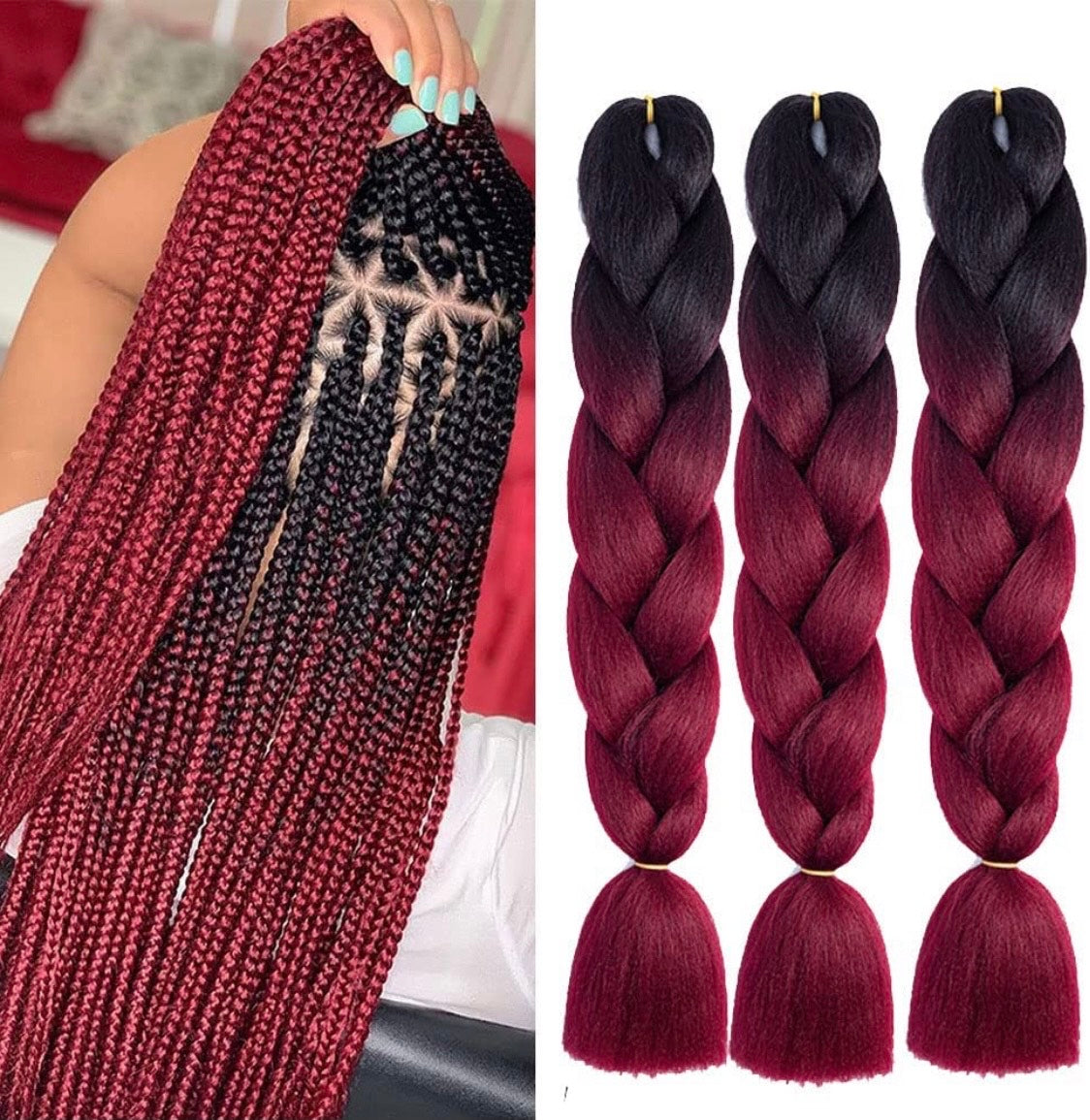 Mèches pour tresses afro-americain jumbo: rouge ombré